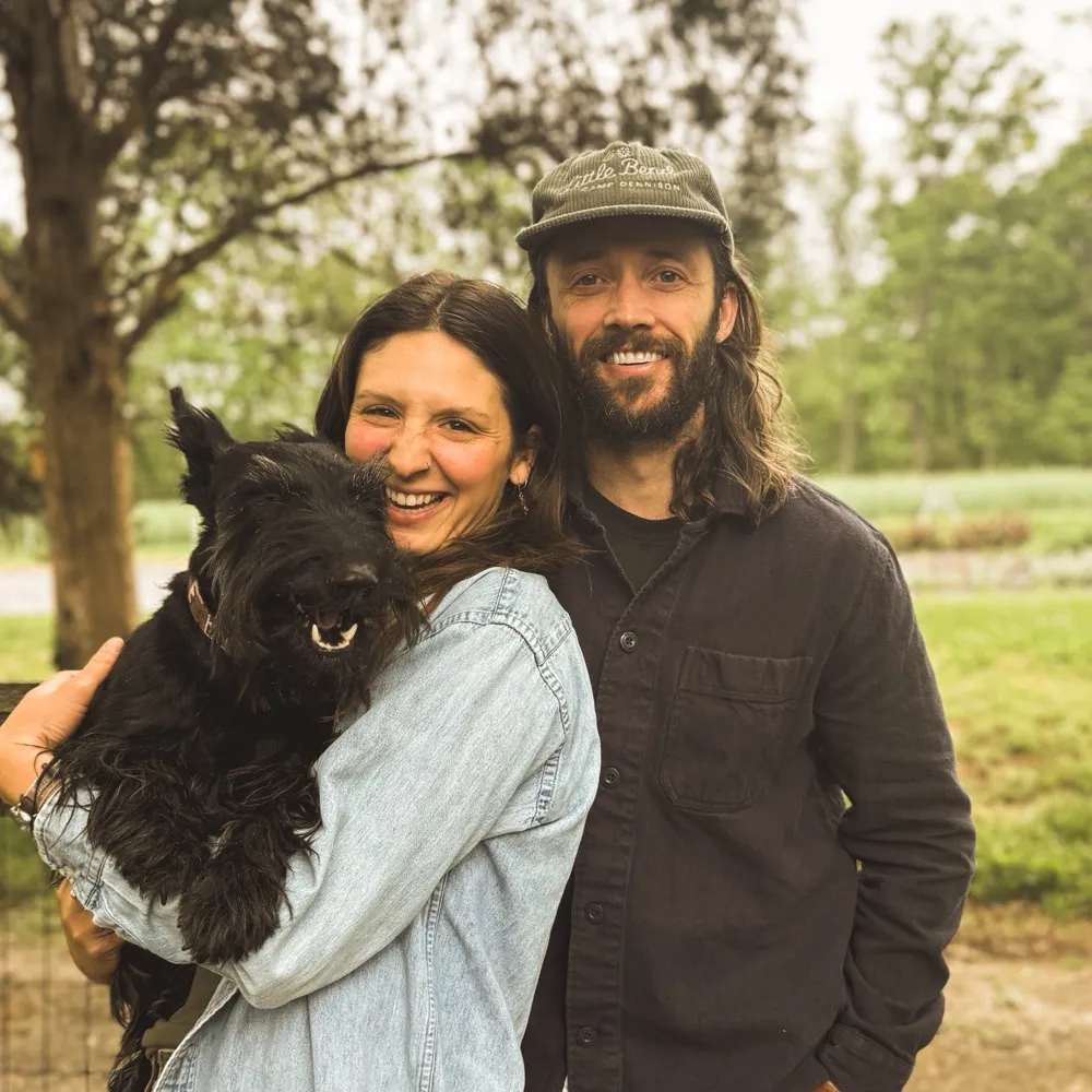 Abby and AJ at Little Bend with Nessie, their Scottie.